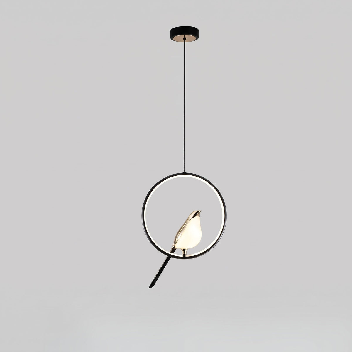 Lampe Suspension Oiseau Doré – Luminaire Sculpture LED de Plafond