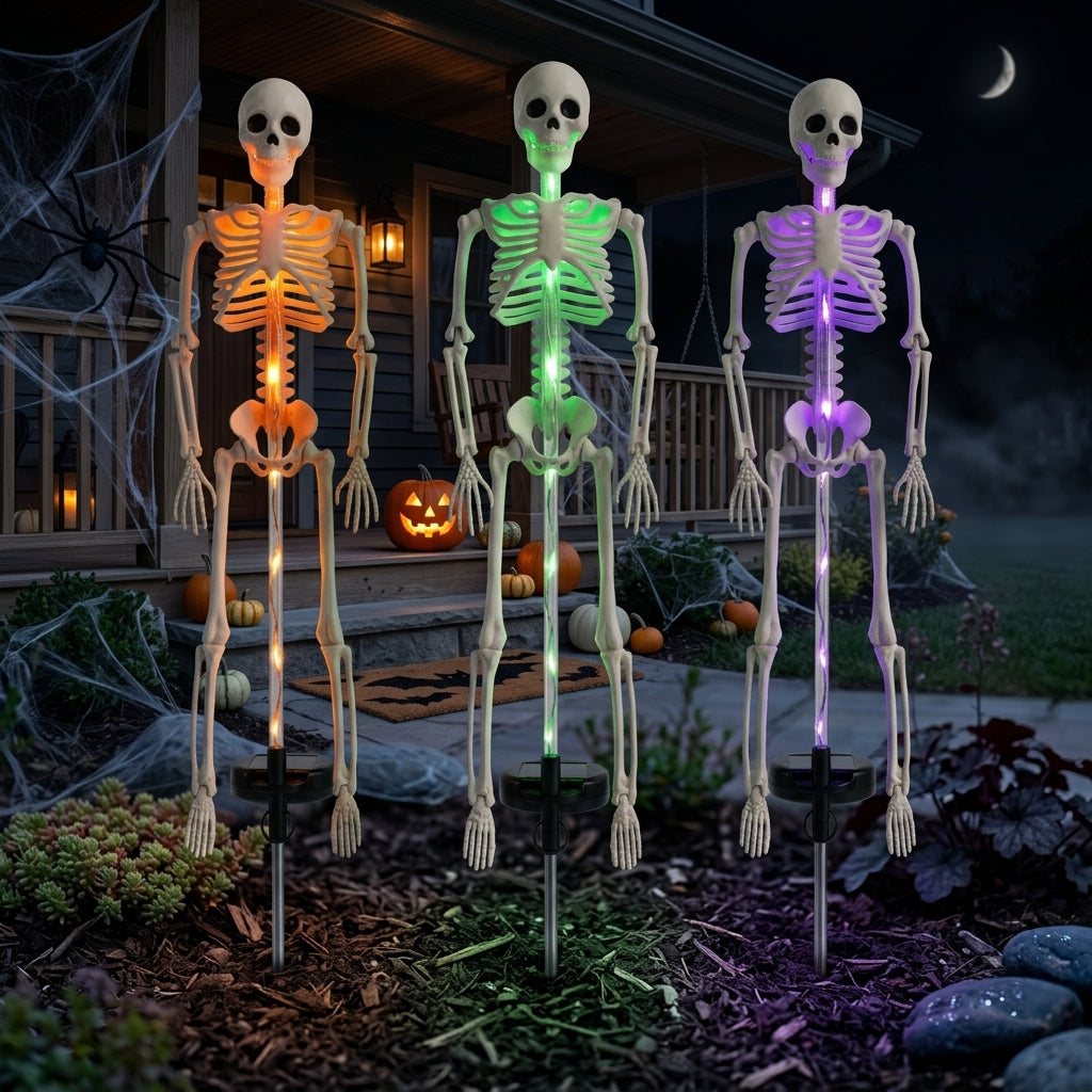 Piquet de Jardin Squelette Solaire Lumineux - Déco de Jardin Halloween LED