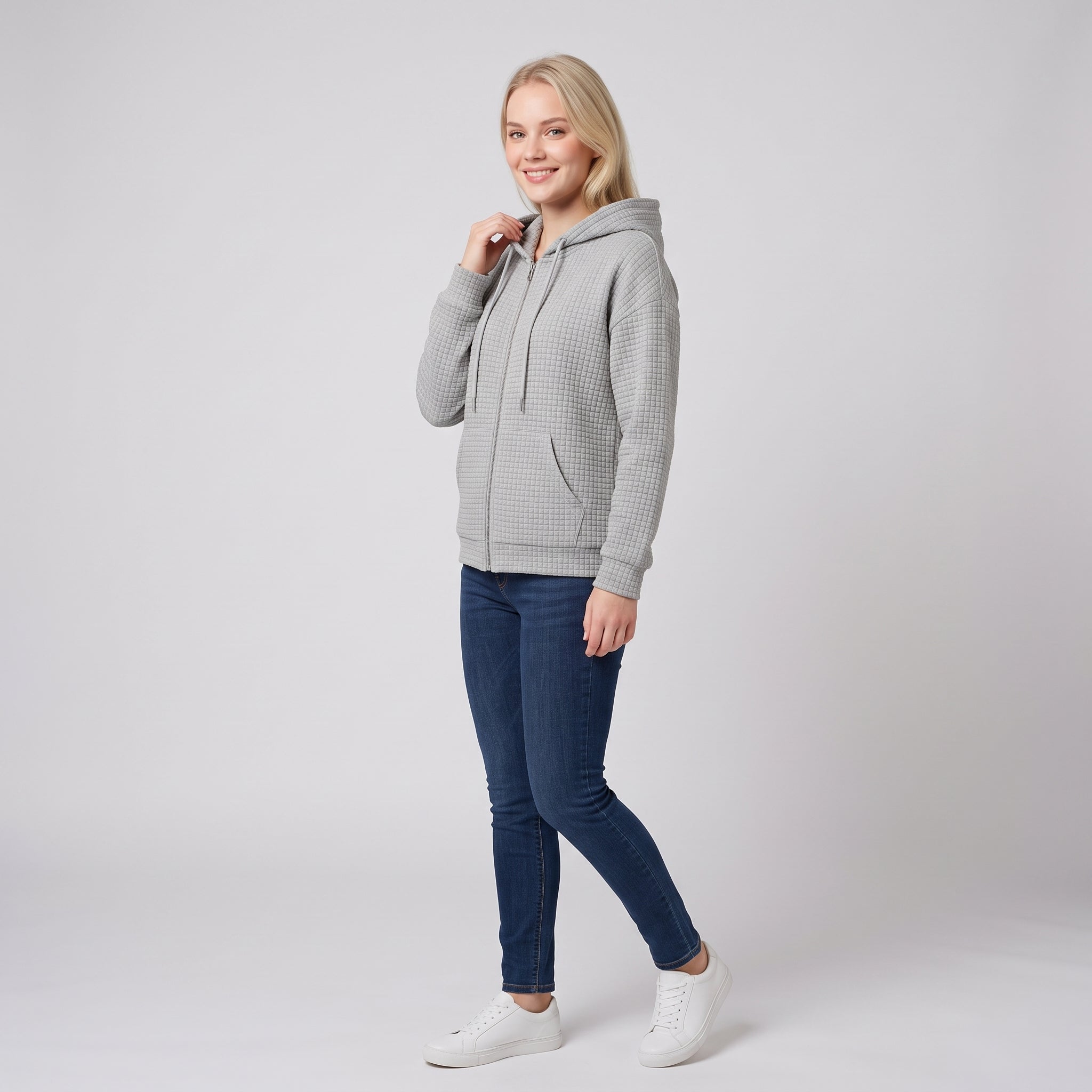 AW - Womens - Hoodie : Sweat à capuche zippé pour femme avec cordon de serrage et poches - Confortable dans de Loranza