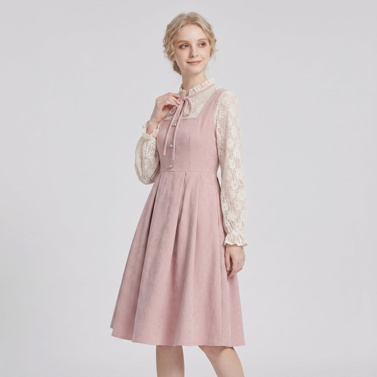 Gifts – Seasonal – Oktoberfest : Dirndl pour femme rose coupe trapèze, décolleté en cœur et broderie dans de Steiner-boutique