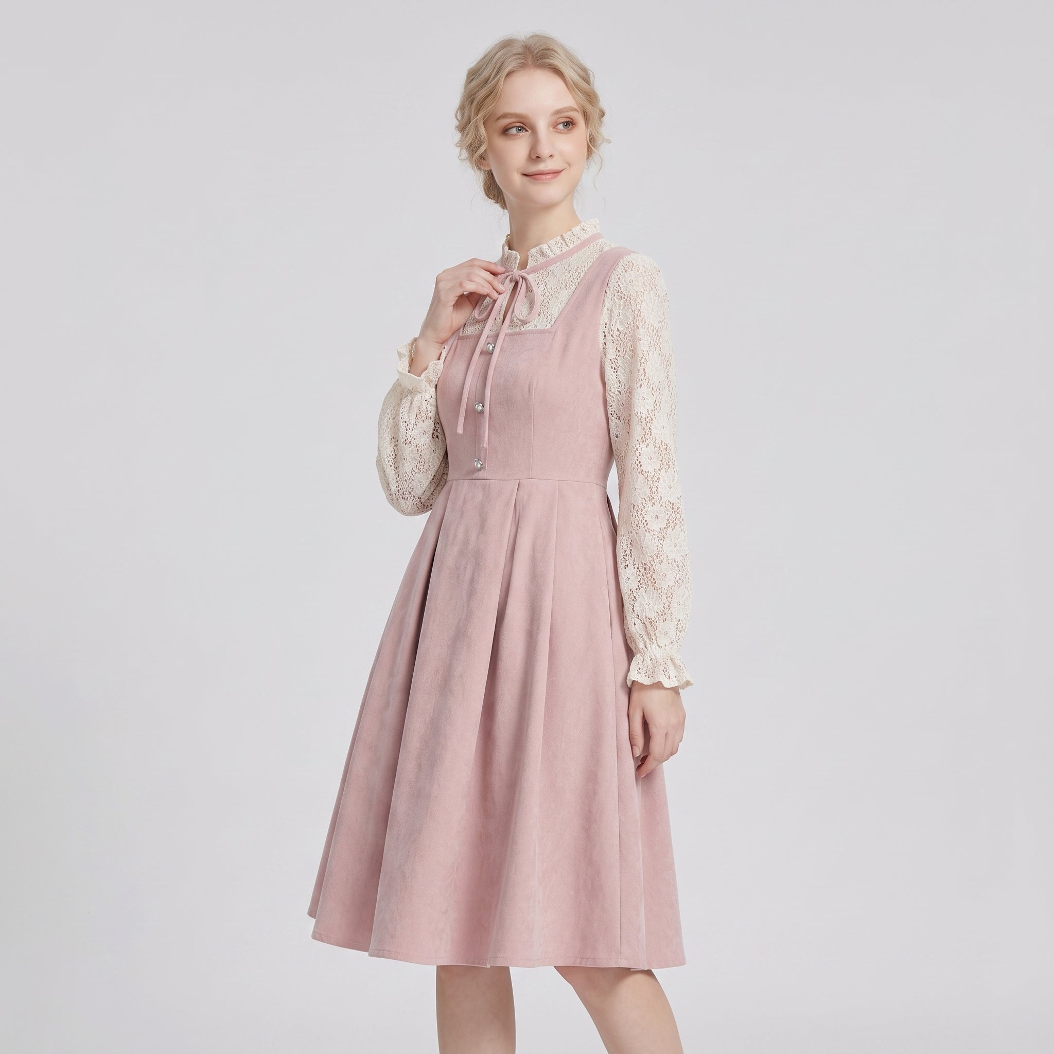 Gifts – Seasonal – Oktoberfest : Dirndl pour femme rose coupe trapèze, décolleté en cœur et broderie dans de Steiner-boutique