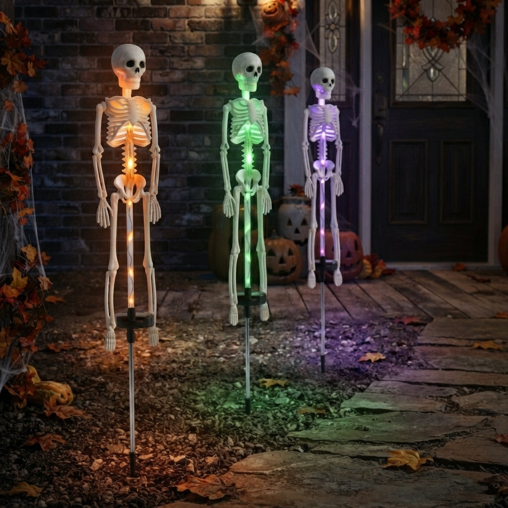 Piquet de Jardin Squelette Solaire Lumineux - Déco de Jardin Halloween LED