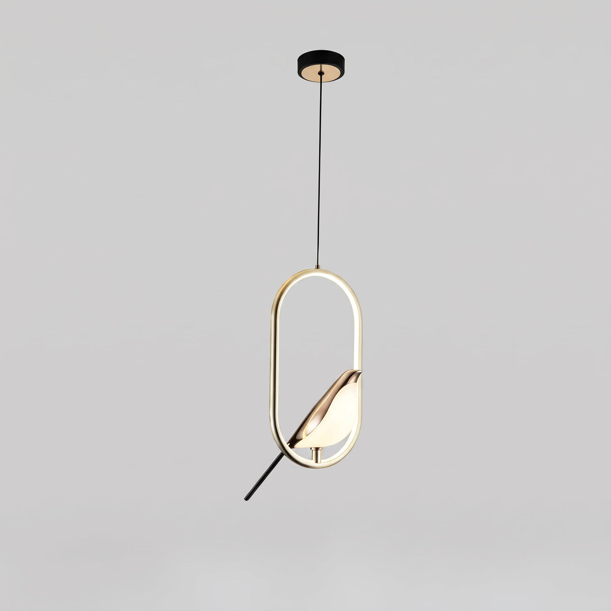 Lampe Suspension Oiseau Doré – Luminaire Sculpture LED de Plafond