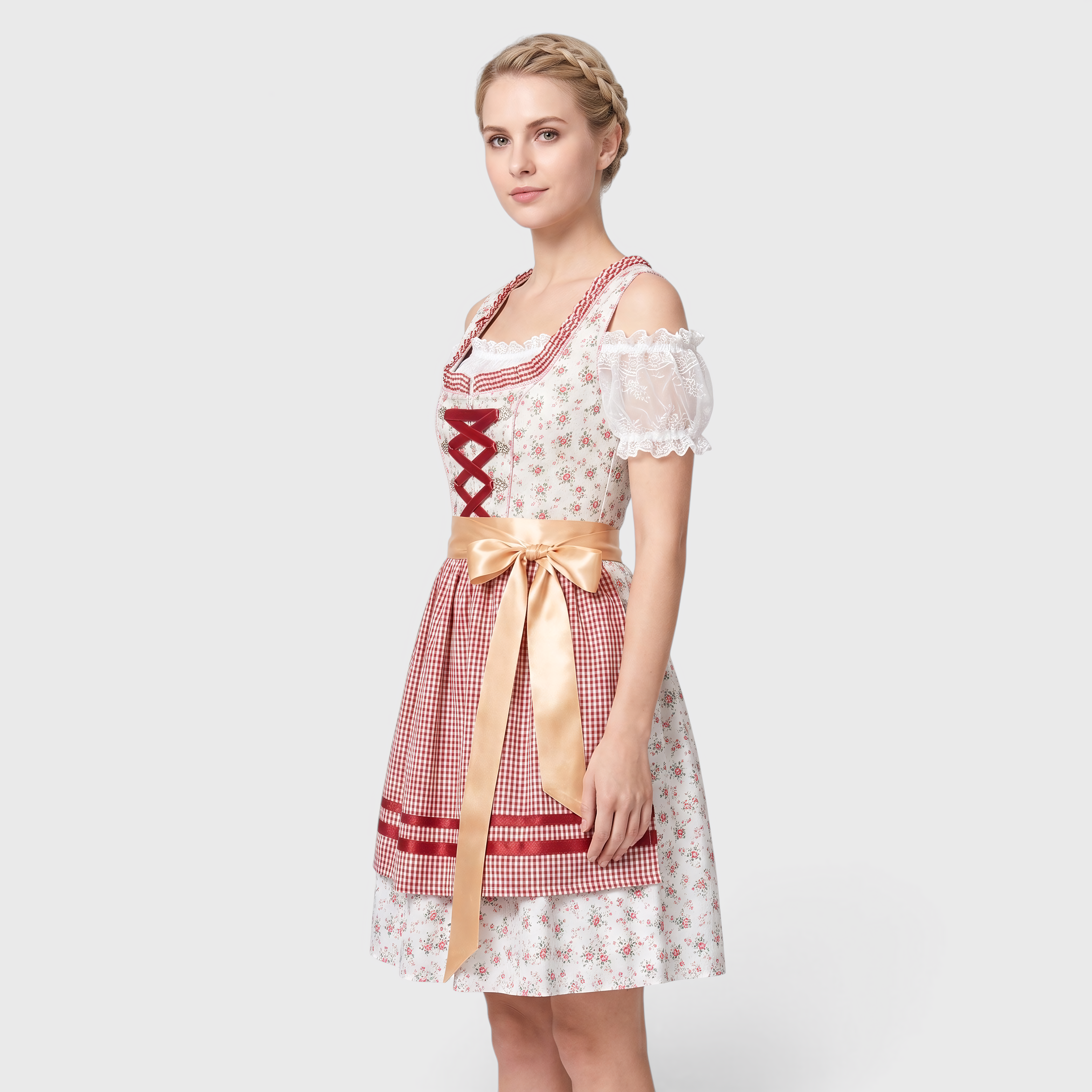 Gifts – Seasonal – Oktoberfest : Robe traditionnelle pour femme Rose avec Corset, Tablier et Détails en dentelle dans de Steiner-boutique