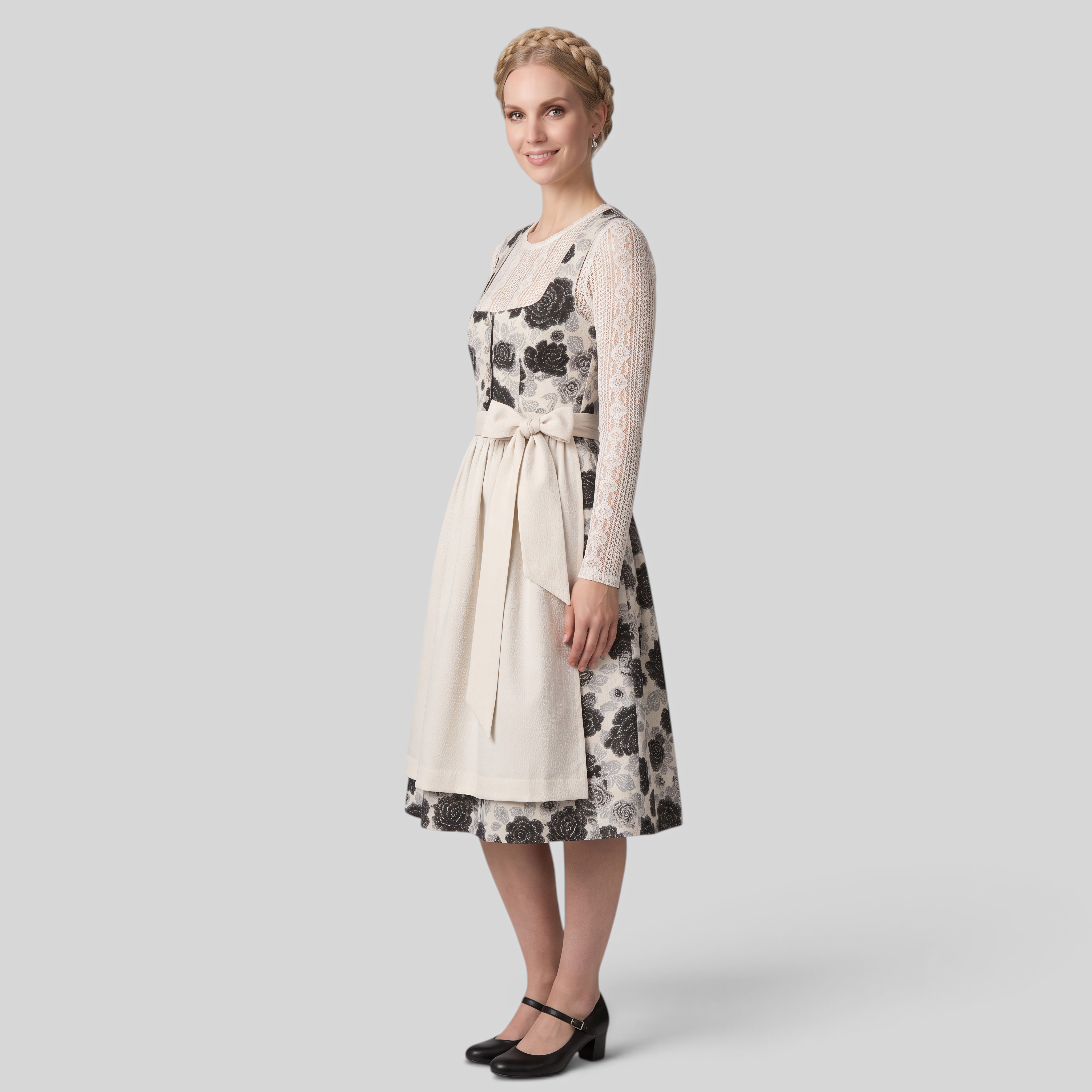 Gifts – Seasonal – Oktoberfest : Robe Dirndl Femme Blanche Fleurie Style Bavarois Authentique dans de Steiner-boutique