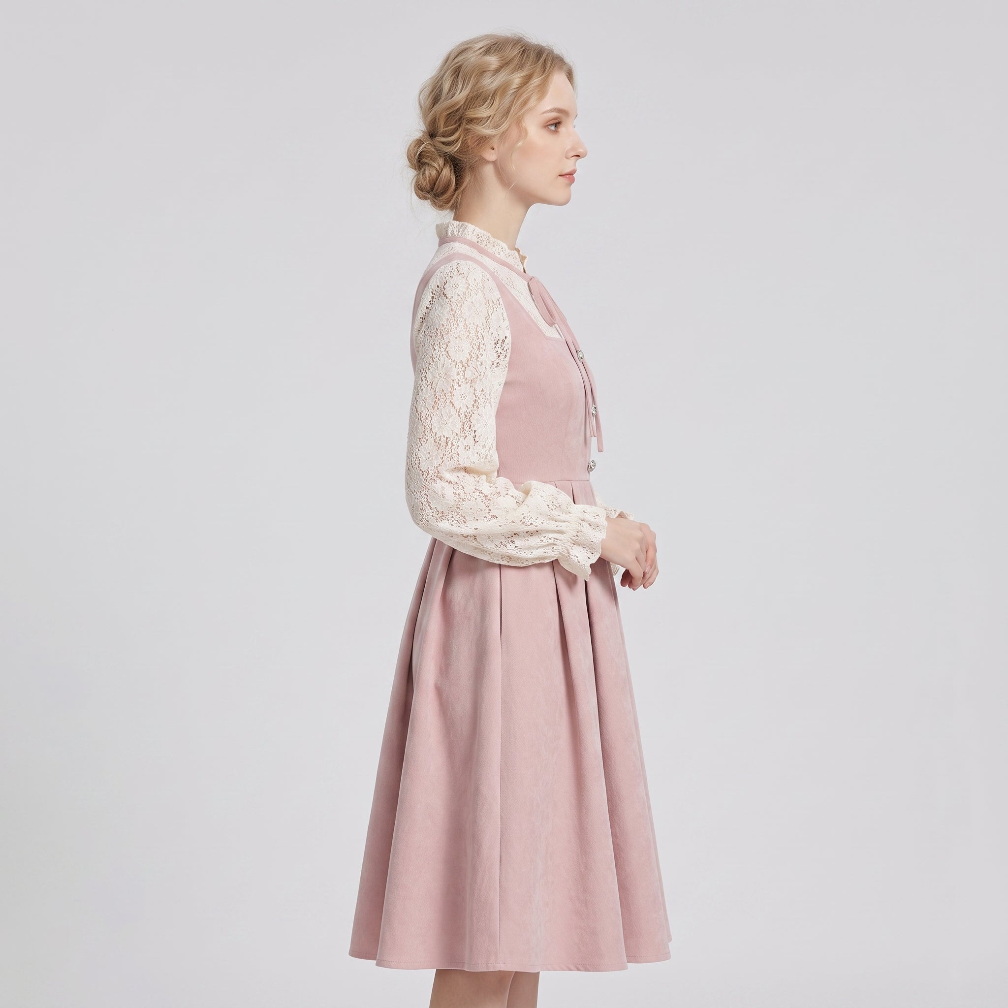 Gifts – Seasonal – Oktoberfest : Dirndl pour femme rose coupe trapèze, décolleté en cœur et broderie dans de Steiner-boutique