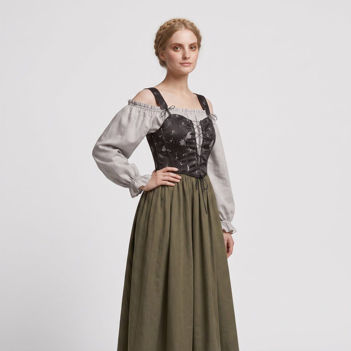 Gifts – Seasonal – Oktoberfest : Robe style bavarois femme, grise, à manches bouffantes, chic dans de Steiner-boutique