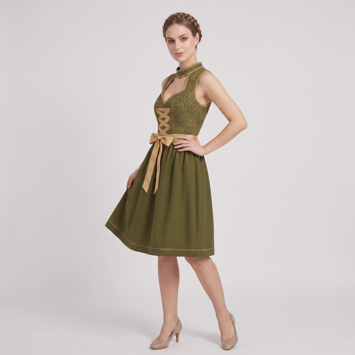 Gifts – Seasonal – Oktoberfest : Dirndl femme vert, tablier, laçage, style bavarois dans de Steiner-boutique