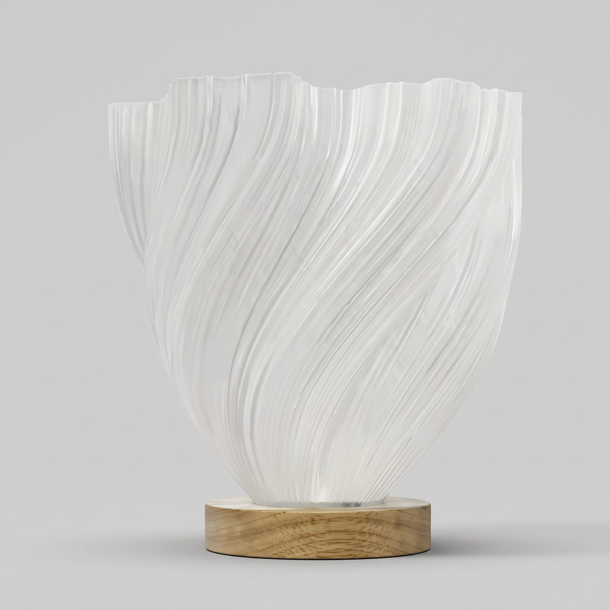 Lampe de Table Spirale Organique – Éclairage d'Ambiance à Base Sculpturale en Bois