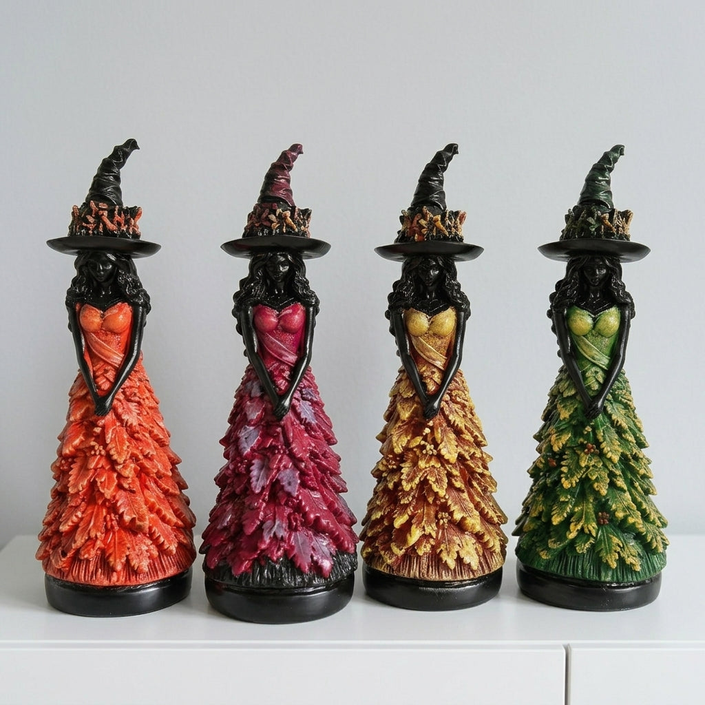 Figurine de Sorcière Gothique avec Détails d'Automne - Résine 25cm