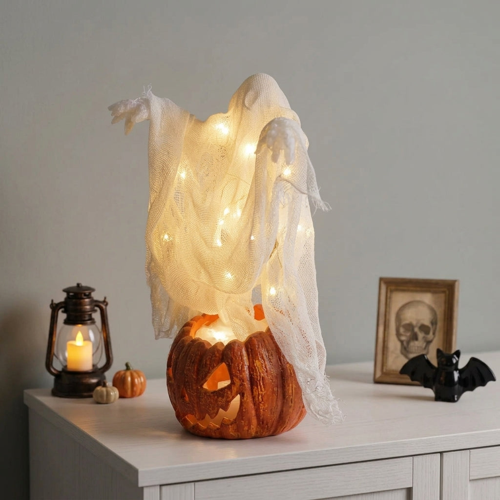 Home & Garden > Decor > Seasonal & Holiday Decorations : Lampe Citrouille Fantôme Géante Lumineuse LED - 130cm dans de Marche Lino
