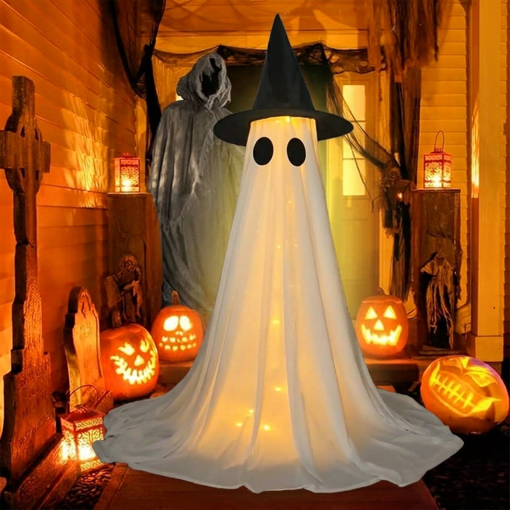 Fantôme Lumineux avec Chapeau de Sorcière - Décoration d'Halloween LED