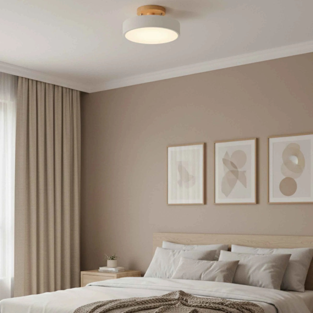 Luminaires de plafond : Plafonnier en Bois Rond - LED Intégrée Luminaires de plafond dans de Marche Lino