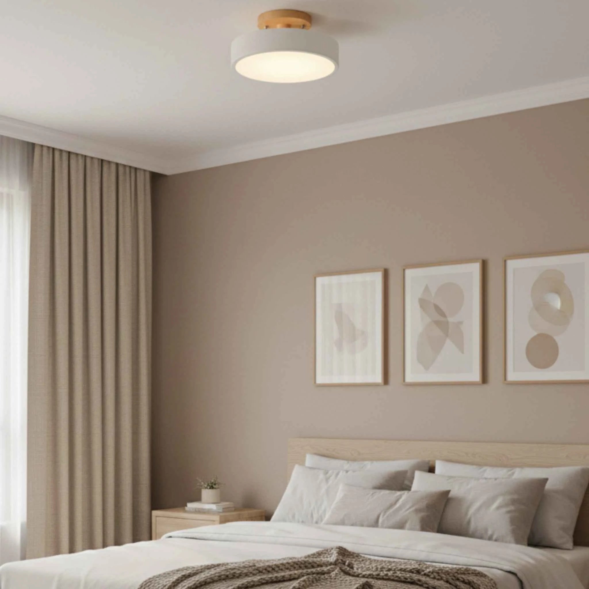 Luminaires de plafond : Plafonnier en Bois Rond - LED Intégrée Luminaires de plafond dans de Marche Lino