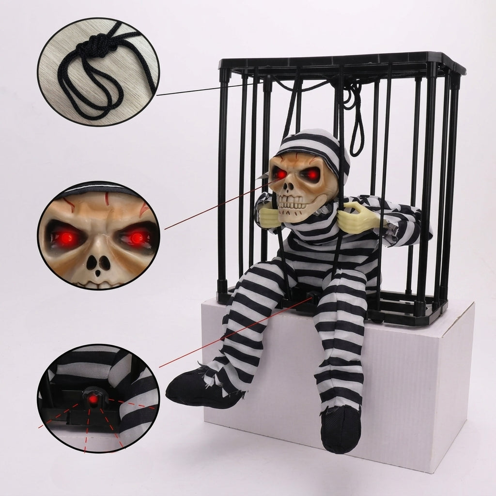 Home & Garden > Decor > Seasonal & Holiday Decorations : Décoration Cage à Squelette avec Détecteur de Mouvement - Yeux Lumineux et Son dans de Marche Lino