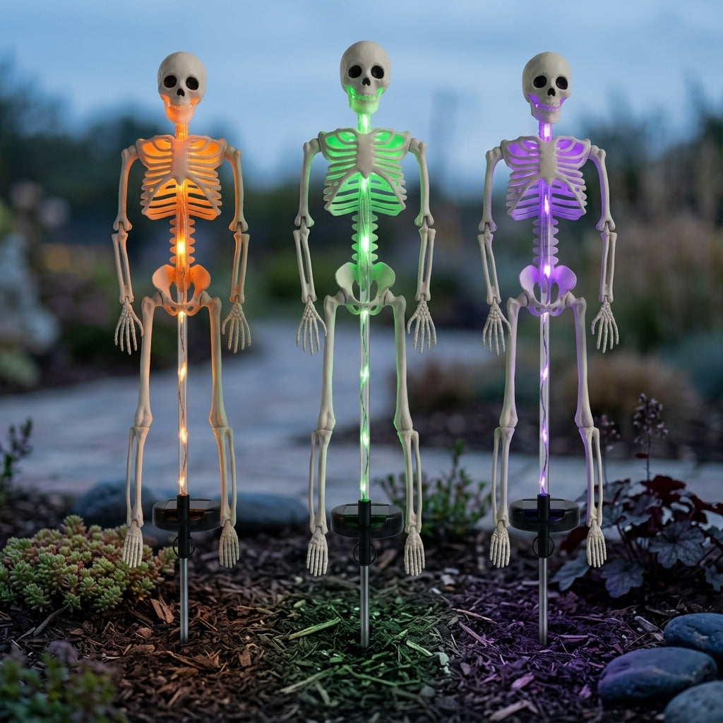 Piquet de Jardin Squelette Solaire Lumineux - Déco de Jardin Halloween LED
