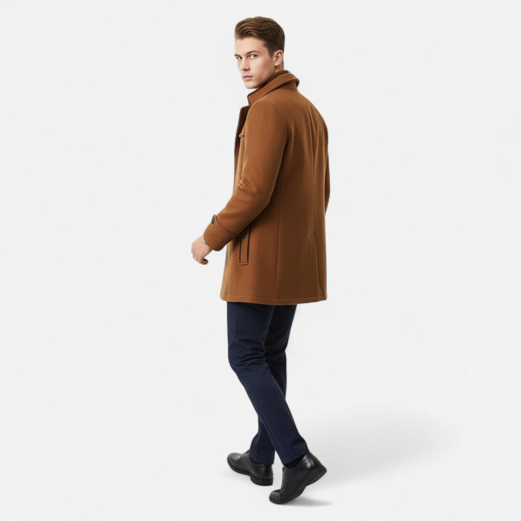 Manteau Trench Homme en Laine - Double Col Zippé