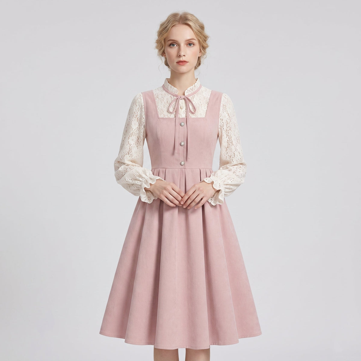 Gifts – Seasonal – Oktoberfest : Dirndl pour femme rose coupe trapèze, décolleté en cœur et broderie dans de Steiner-boutique