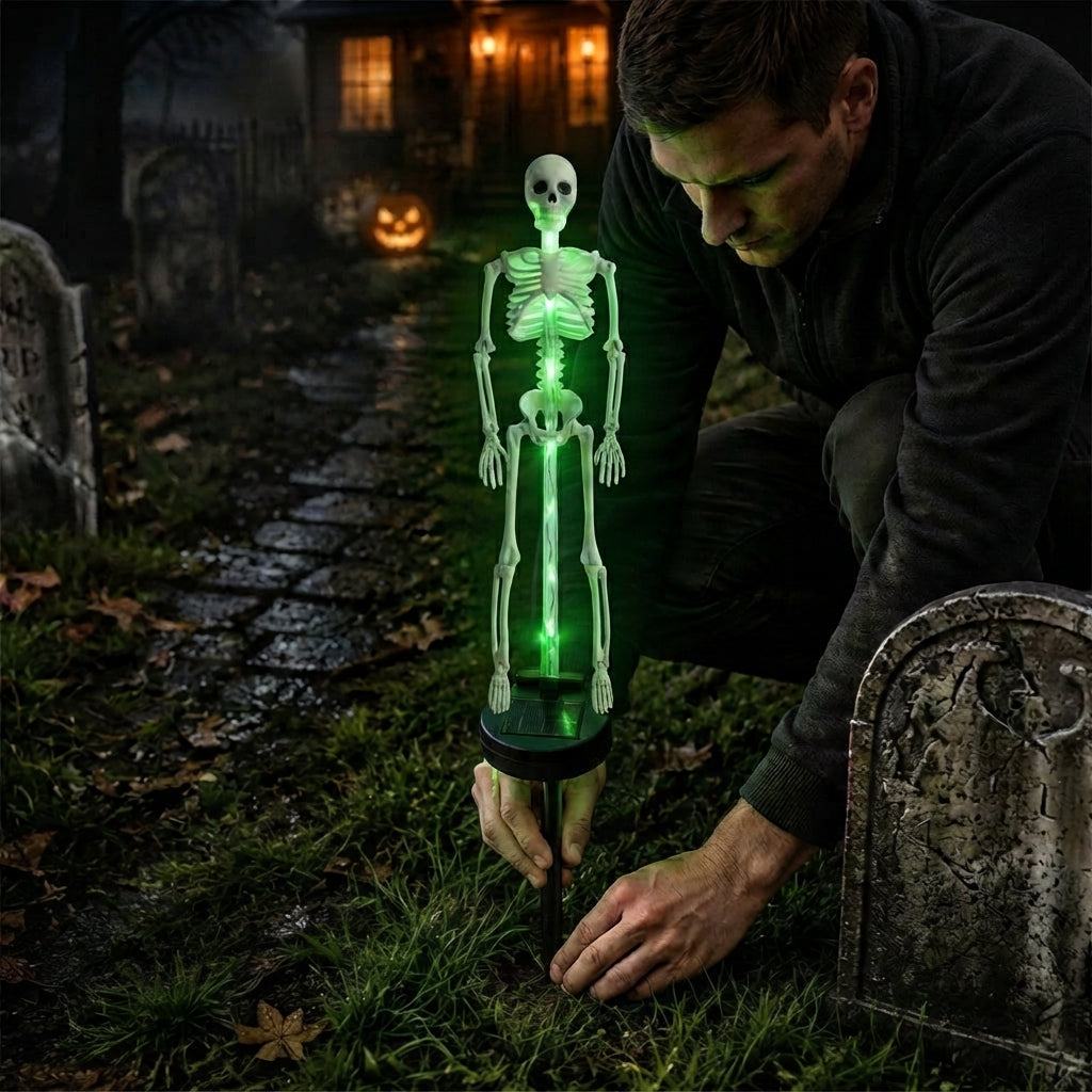 Piquet de Jardin Squelette Solaire Lumineux - Déco de Jardin Halloween LED