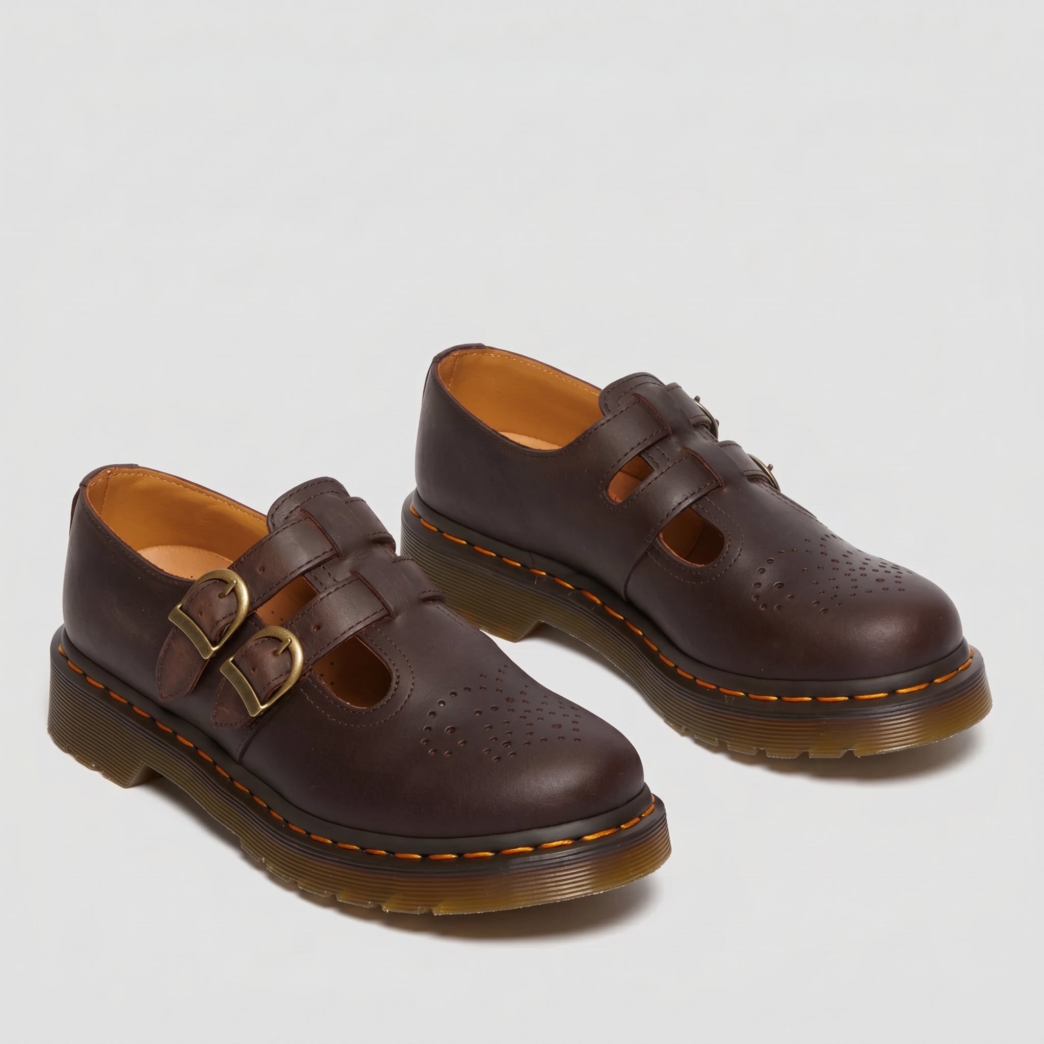 Mary Jane Shoes : Chaussures Mary Jane Uma - Cuir à Double Boucle et Semelle Confort dans Marron de Marche Lino