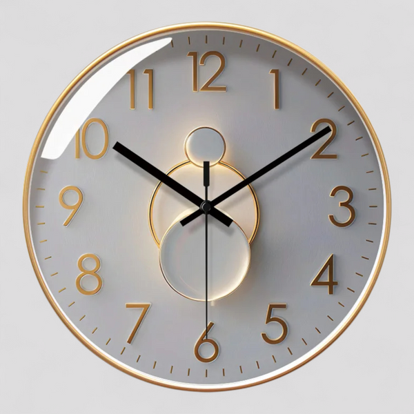 Horloges murales : Horloge Murale Moderne Silencieuse Métal - 12 Pouces dans Or de Marche Lino