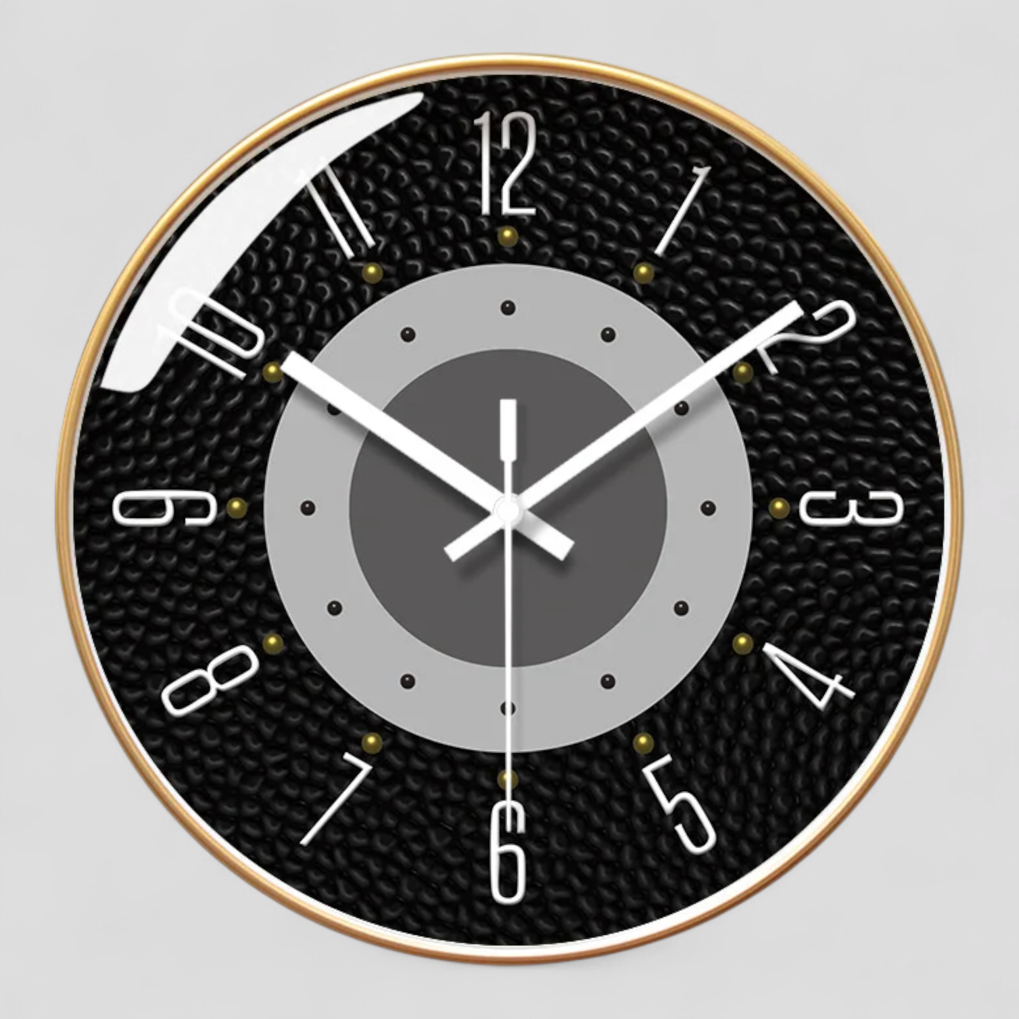 Horloges murales : Horloge Murale Design Moderne en Peau de Vache dans Or de Marche Lino