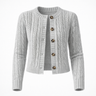 women's cardigan : Cardigan Femme Maille Câblée Boutons Bois Manches Longues Coupe Courte dans gris de Marche Lino