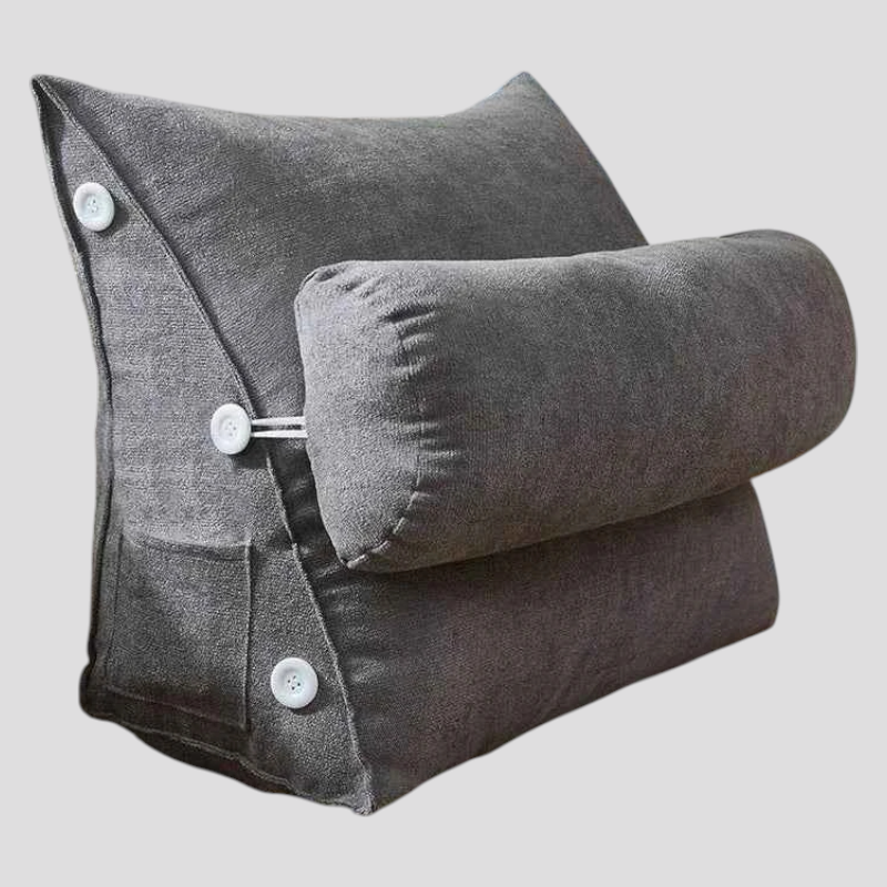 Coussins décoratifs : Coussin de Lecture Triangulaire en Peluche Coton dans Gris anthracite 45x25x50cm de Marche Lino