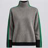 women's sweater : Pull Femme à Rayures Polyester Mode Élégante Style De Bureau dans Vert de Marche Lino