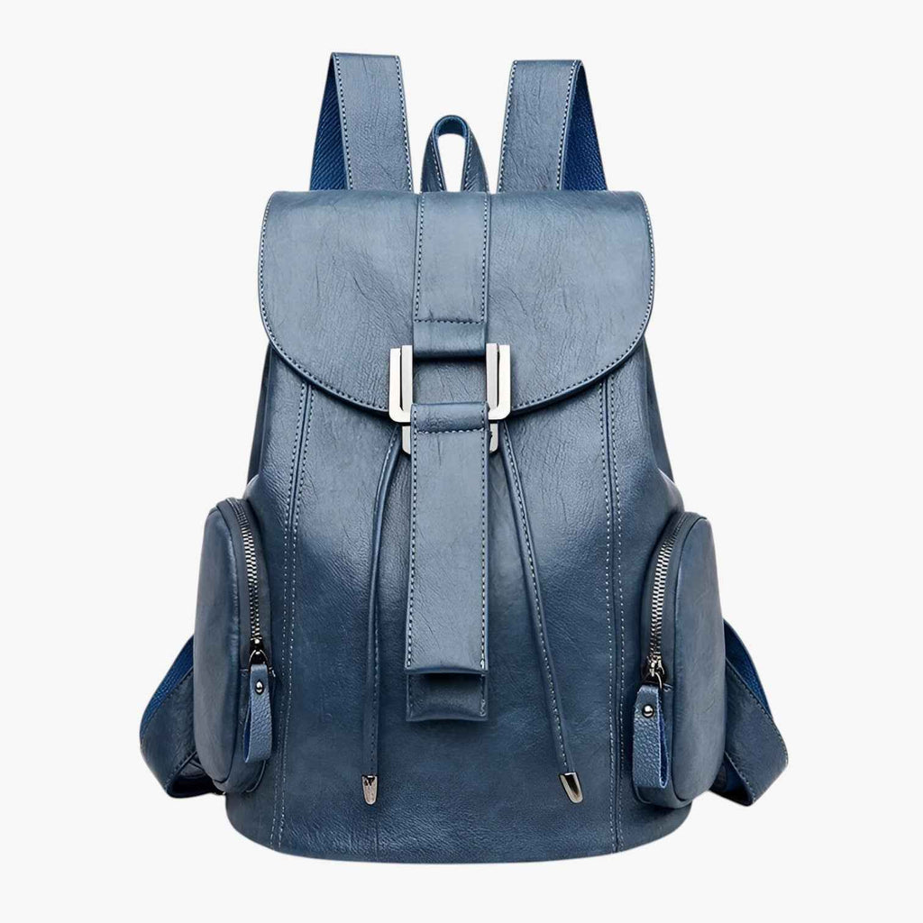 Bags : Sac à dos Grande capacité en cuir véritable noir pour femme, Élégant et fonctionnel dans Bleu clair de Marche Lino