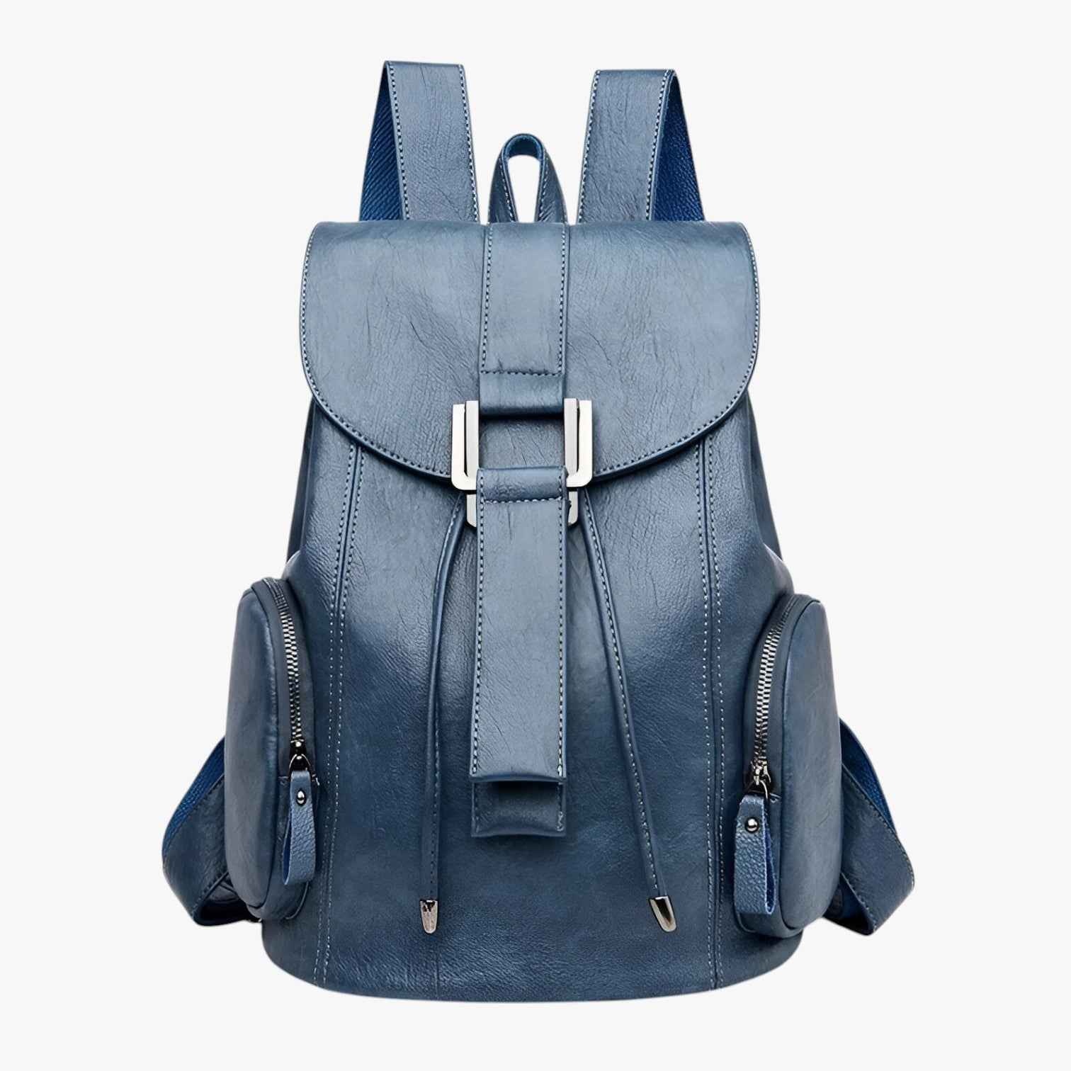 Bags : Sac à dos Grande capacité en cuir véritable noir pour femme, Élégant et fonctionnel dans Bleu clair de Marche Lino