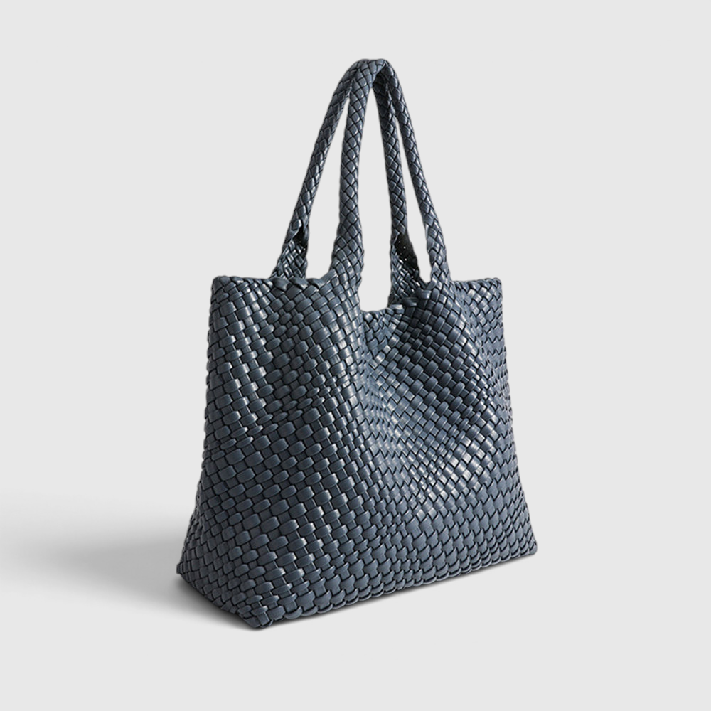 Tote Bag : Sac Cabas Tissé – Sac à Main de Luxe au Design Spacieux dans Gris Métal de Marche Lino