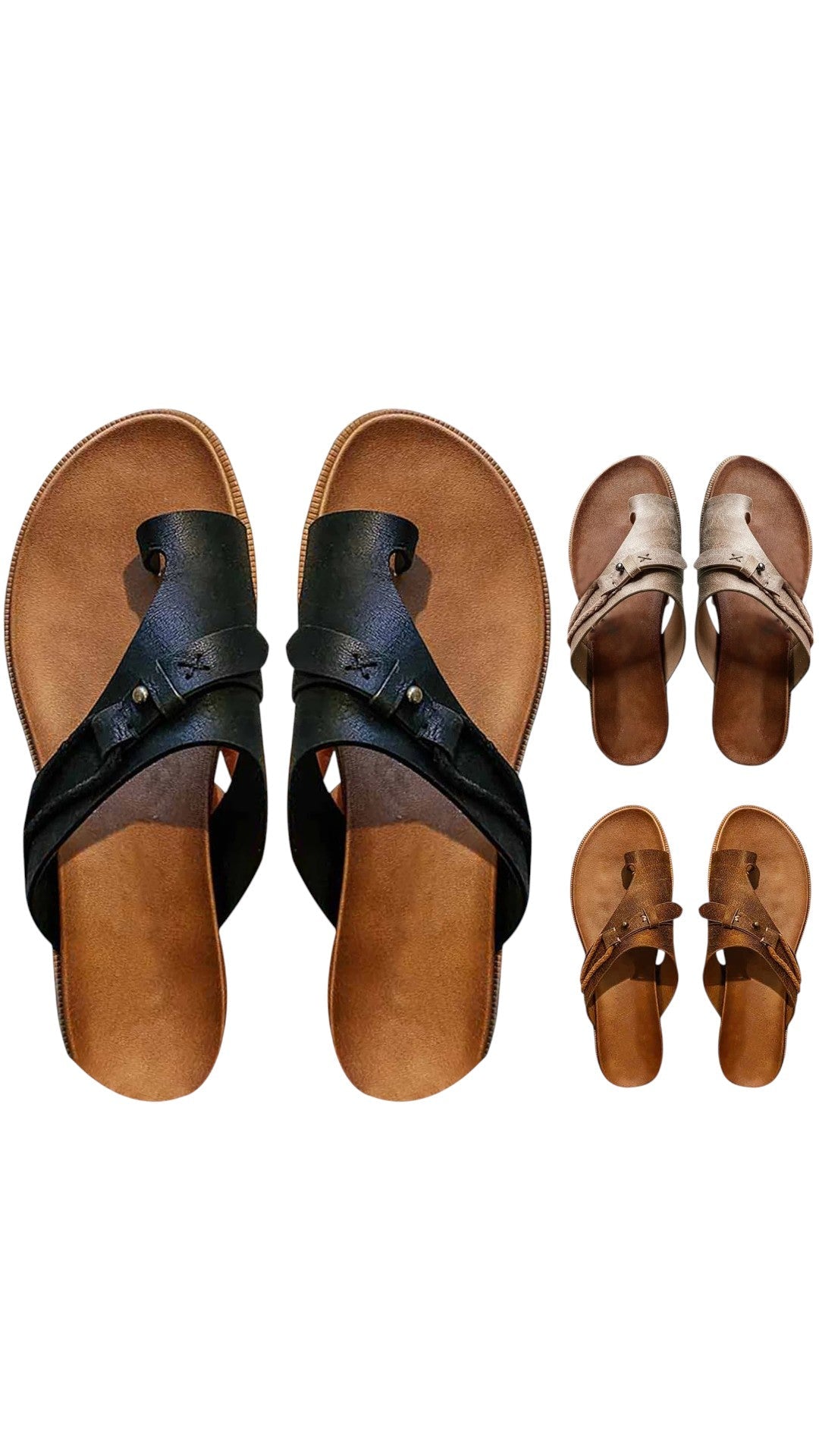 Sandales artisanales en cuir à bride croisée et anneau d'orteil Femme