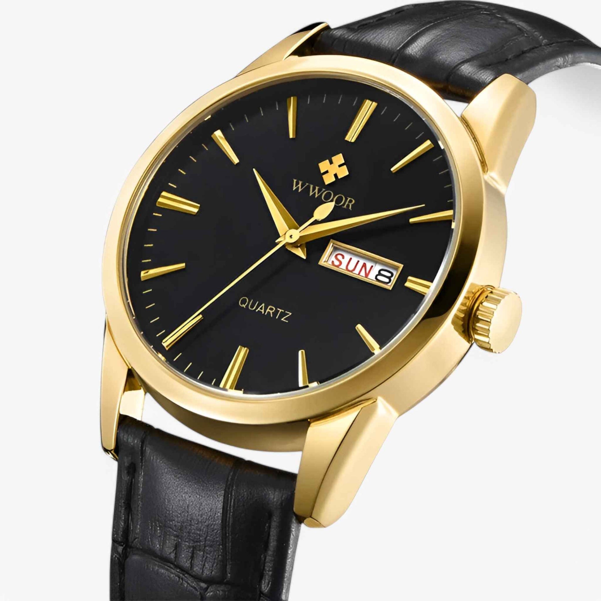 Montre Homme Classique Élégante avec Bracelet en Cuir Véritable Marron, Boîtier Fin