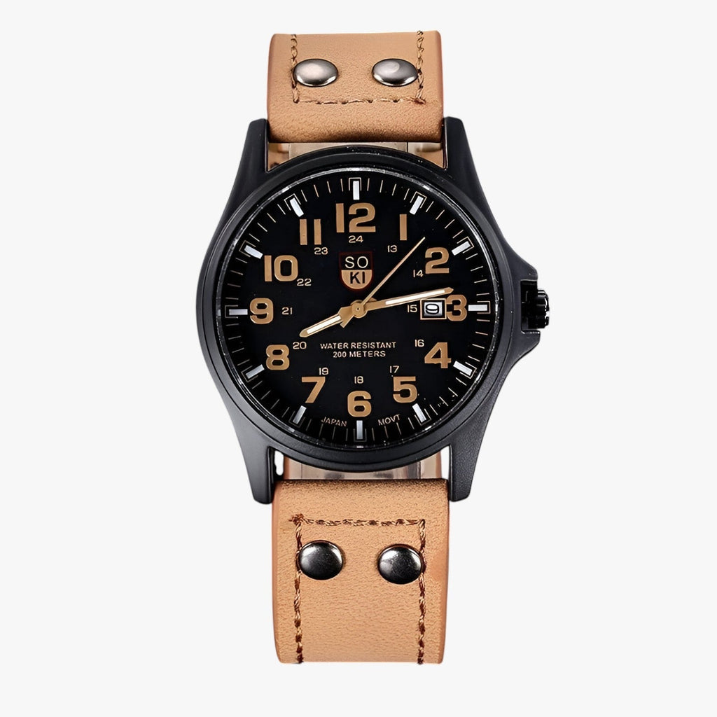 Claudio | Eleganza hverdag – Herreur med dato og sportslig stil - kaki - watches - {{ product_tags }