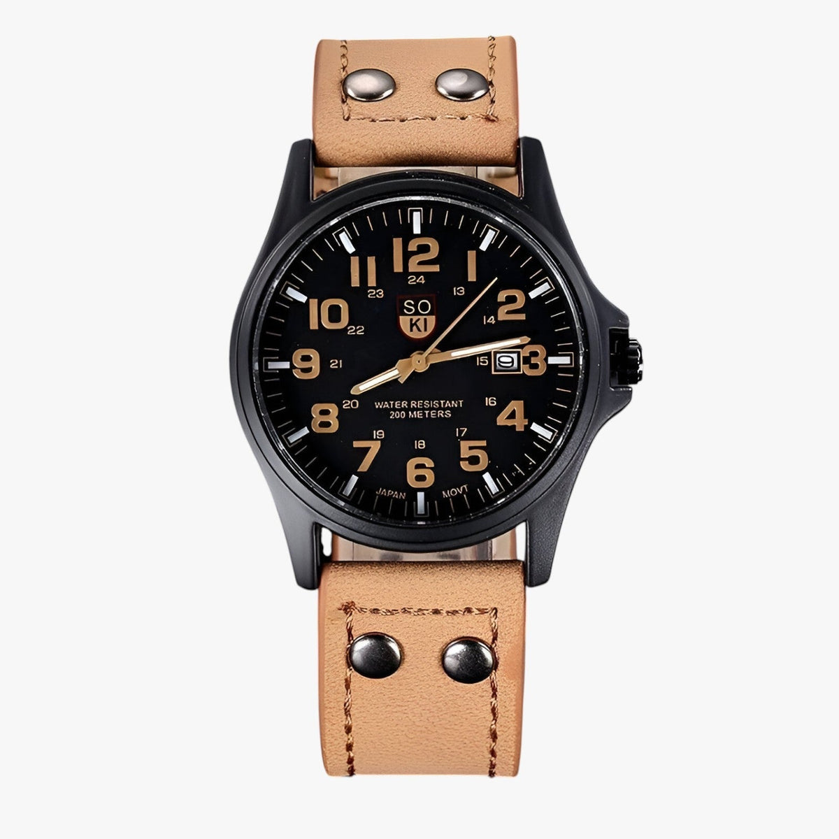 watches : Claudio | Eleganza au quotidien - Montre pour homme avec date et style sportif dans kaki de Concept Odense