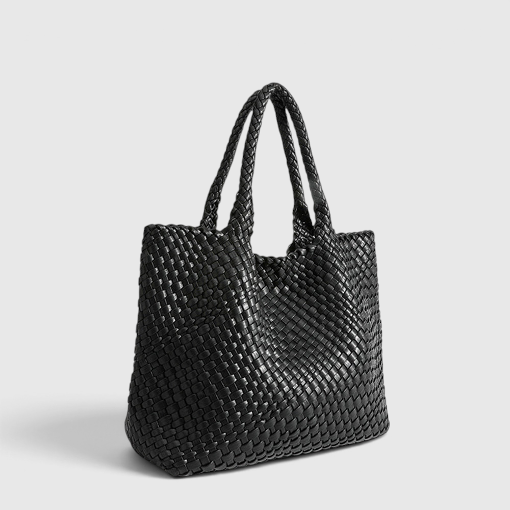 Tote Bag : Sac Cabas Tissé – Sac à Main de Luxe au Design Spacieux dans Noir de Marche Lino