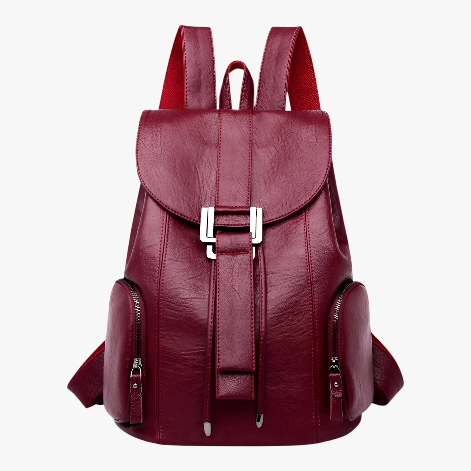 Bags : Sac à dos Grande capacité en cuir véritable noir pour femme, Élégant et fonctionnel dans Vin rouge de Marche Lino