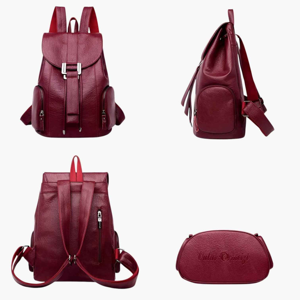 Bags : Sac à dos Grande capacité en cuir véritable noir pour femme, Élégant et fonctionnel dans de Marche Lino