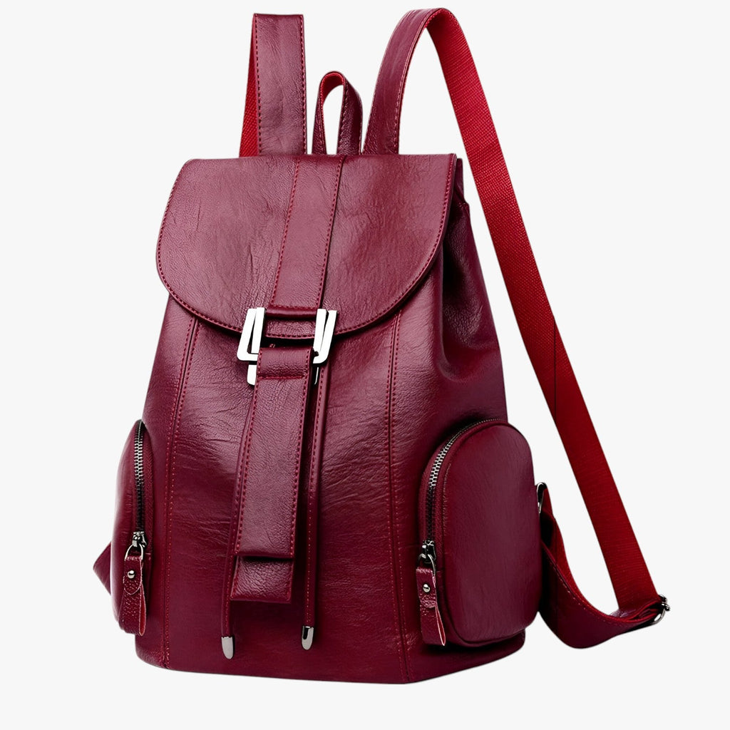Bags : Sac à dos Grande capacité en cuir véritable noir pour femme, Élégant et fonctionnel dans de Marche Lino