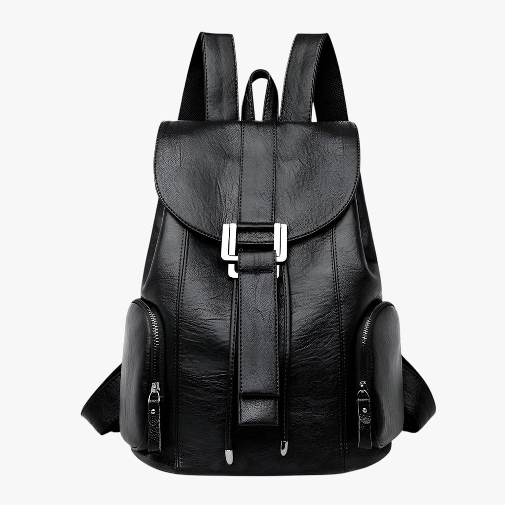 Bags : Sac à dos Grande capacité en cuir véritable noir pour femme, Élégant et fonctionnel dans Néron de Marche Lino