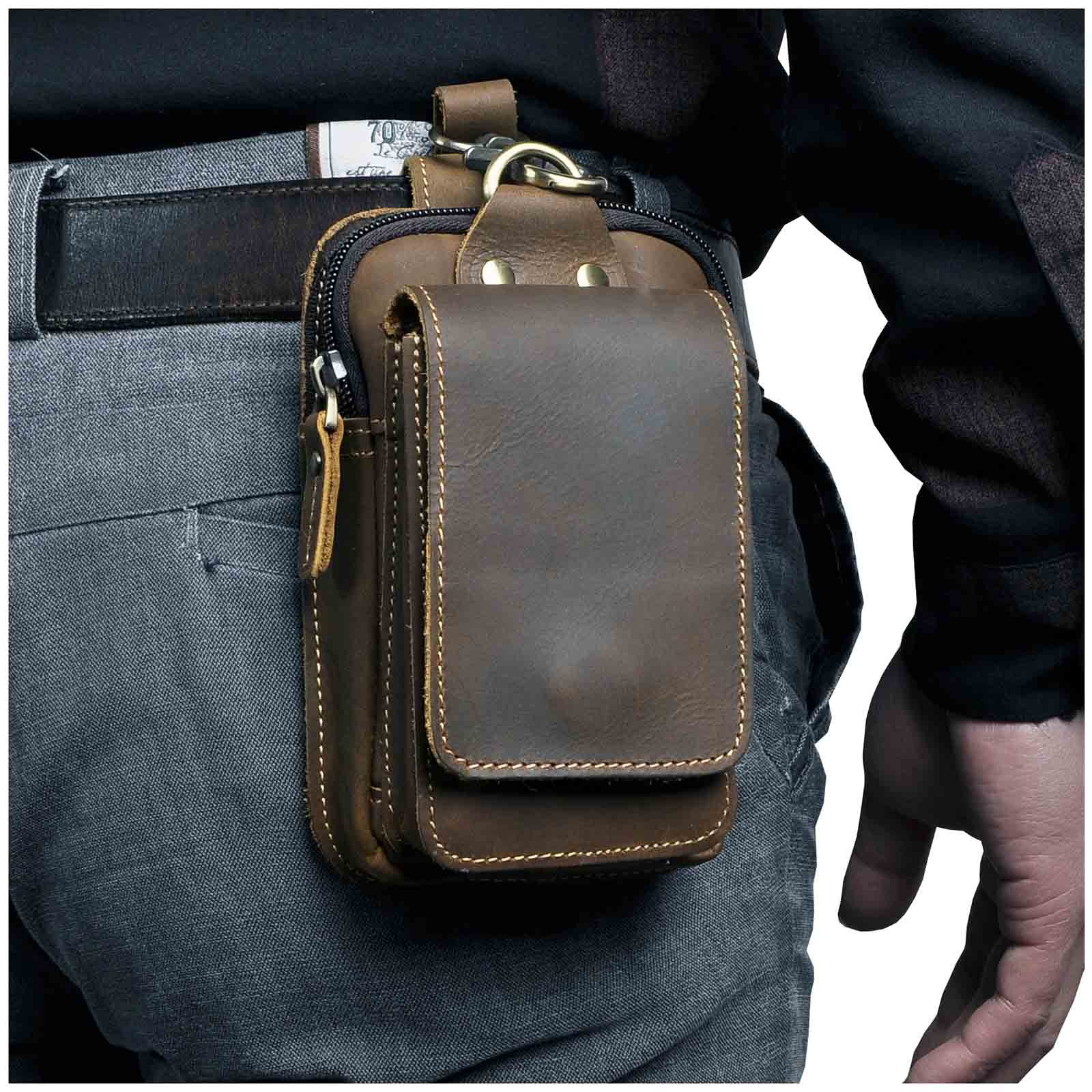Pochette de ceinture homme en cuir noir – Élégante et pratique pour tous les jours