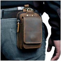 Pochette de ceinture homme en cuir noir - Élégante et pratique pour tous les jours