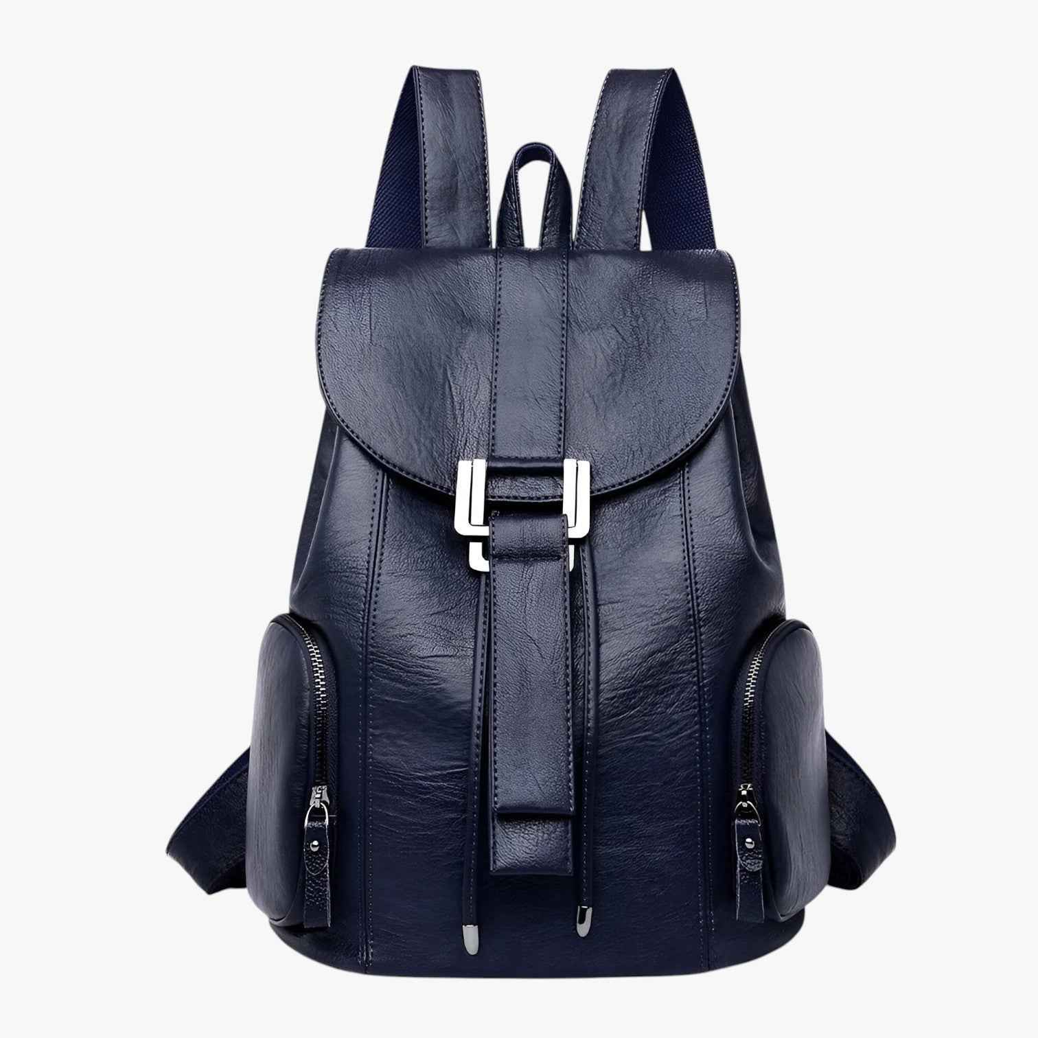Bags : Sac à dos Grande capacité en cuir véritable noir pour femme, Élégant et fonctionnel dans Bleu marine de Marche Lino
