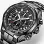Montre de sport de luxe pour homme en acier noir, élégant chronographe étanche