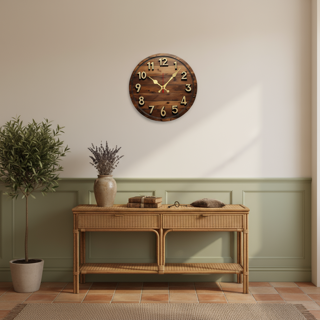 Watch Murale Ronde en Bois Horloges murales Accessoires De Maison