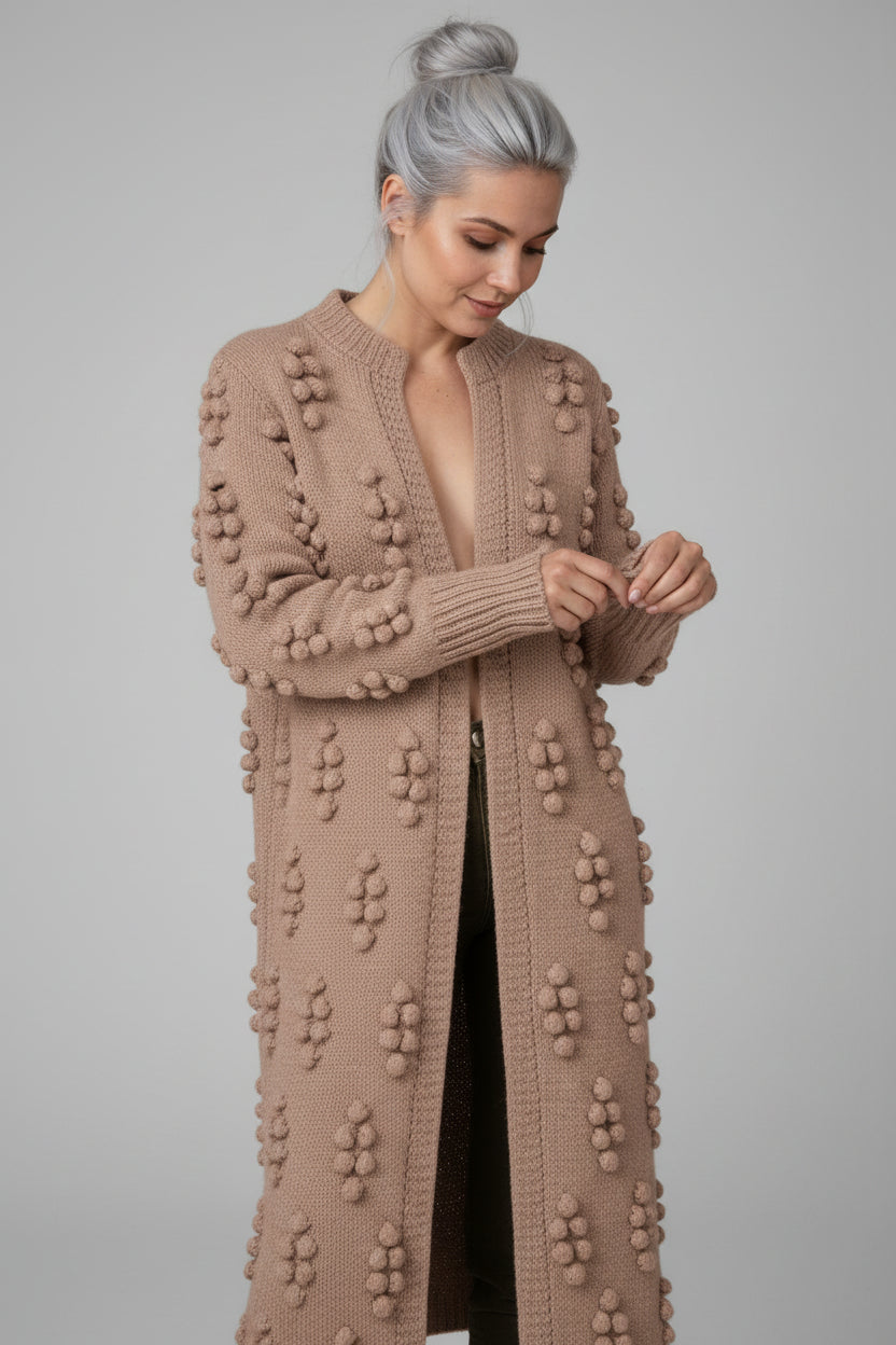 Cardigan Femme Long Ouvert avec Poches