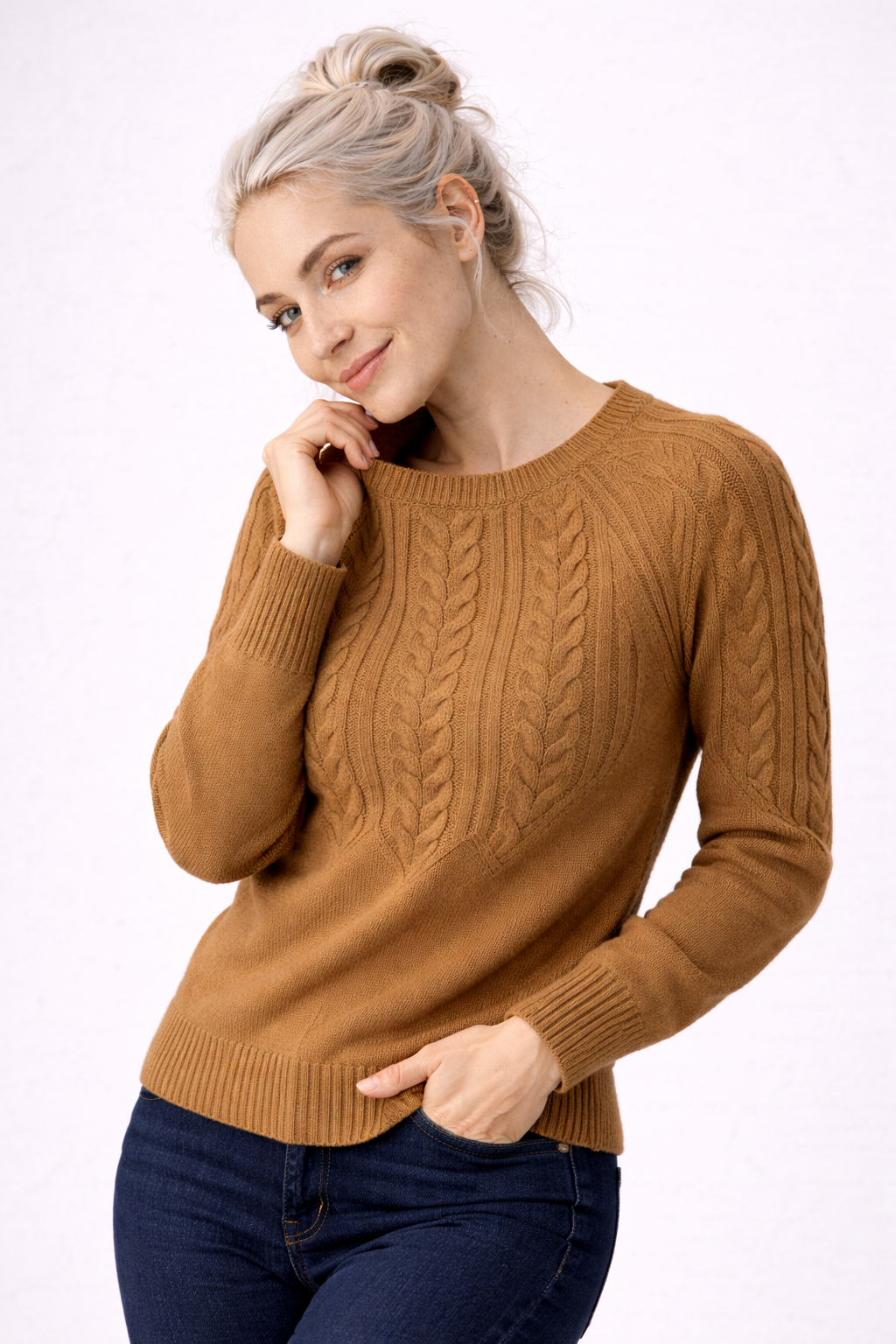 Pull Femme à Manches Larges Coton Coupe Régulière