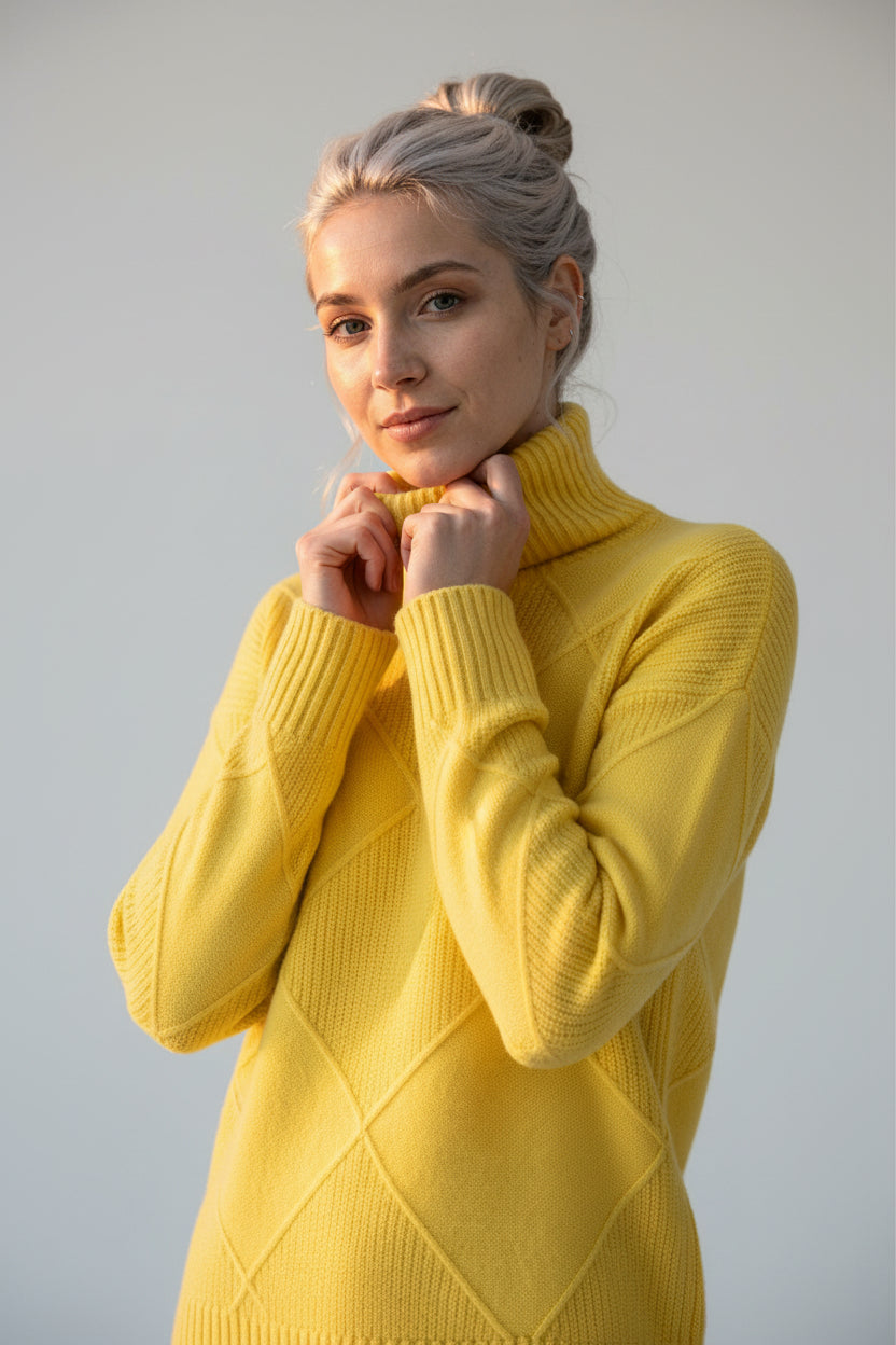 Pulls pour femmes : Pull Femme Col Roulé Confortable Garde-Robe Féminine dans de Marche Lino