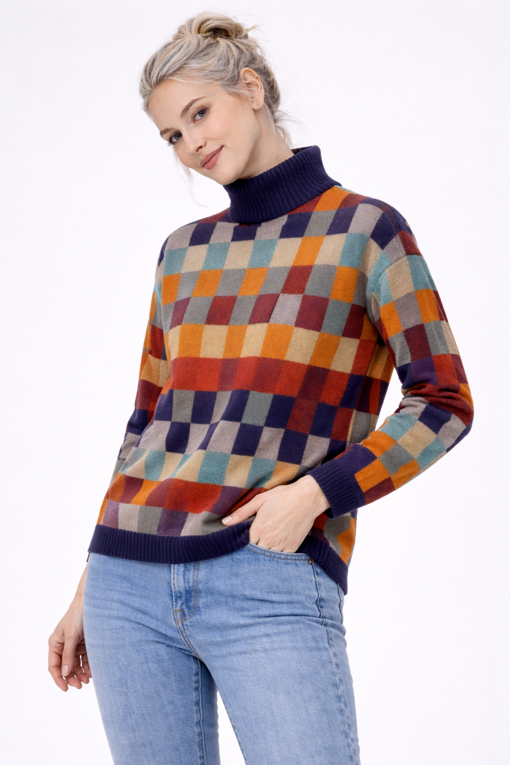 Pull Femme Col Roulé Léger Cachemire Doux Mode Décontractée
